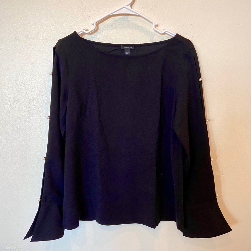Beaded-sleeve blouse